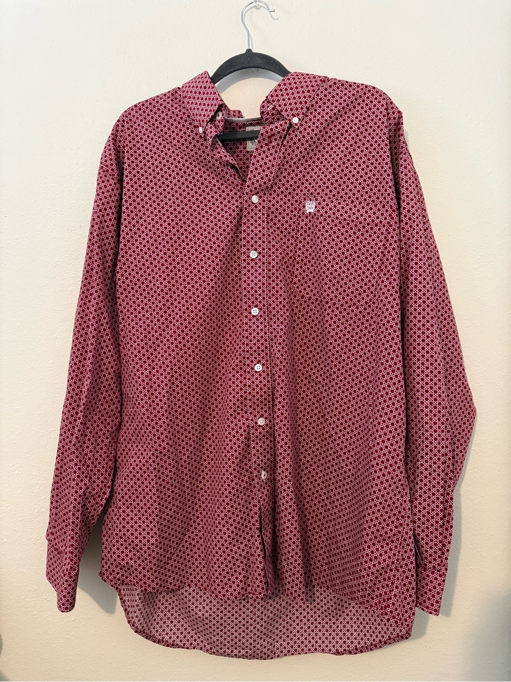 Cinch Men's Burgundy Geometric Button-Down Shirt